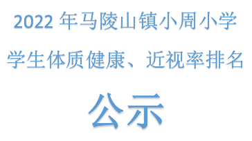 2022年马陵山镇小周小学学生体质健康、近视率排名公示